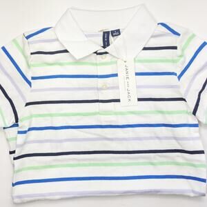 Janie and Jack 6 boy blue green purple stripe polo collared shirt summer golf